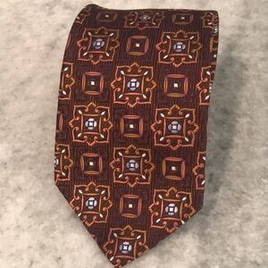 Hart Schaffner Marx Silk Tie Mens Brown Floral Business Made USA Formal Preppy